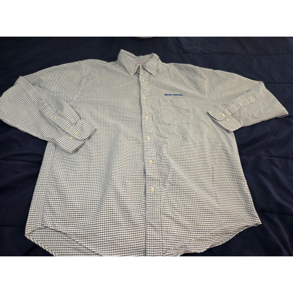 Brooks Brothers Mens Blue White Tattersall Check Button Down Shirt Large Cotton